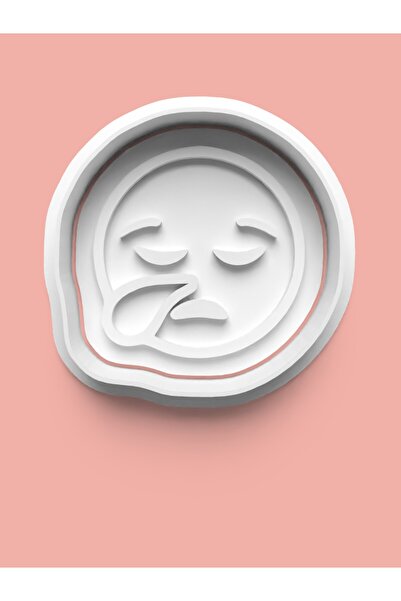 AKTASTORE قالب بسكويت بتصميم تعبيرات وجه الإيموجي وقالب عجينة السكر 0017-18