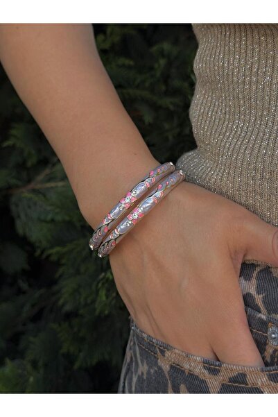 h&b design jewel Lila Mineli Kelepçe Bileklik