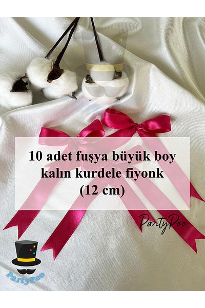 PartyPoo Fuchsia Satin Ribbon Bow 10 Pieces Large Size