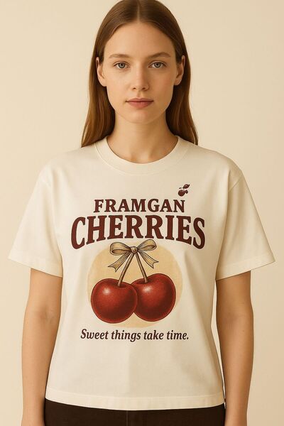 Framgan Tricou de damă FRAMGAN CHERRIES cu imprimeu special, supradimensionat...