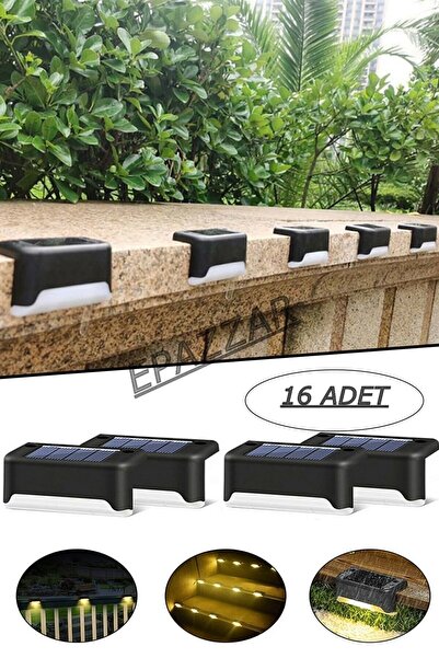 epazzar 16lı Solar Güneş Enerjili Köşebent Led Merdiven Veranda Bahçe Balkon ...