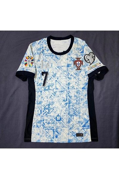 After Party Portugal 2024/25 New Season Cristiano Ronaldo Away Jersey (Blue-White) Vs Sports Singlet
