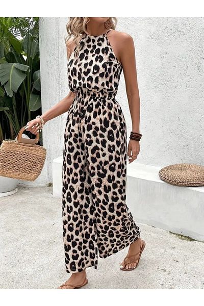 leyla sanat sanata yeni bir bakış açısı Leyla Art a New Perspective on Art Women Off the Shoulder Halter Neck Elastic Waist Patterned