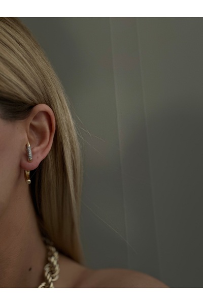 YOUES JEWELRY 316l Çelik 14 K Renk MİX Lüx Çift Renk Gold Silver VIP Seri Premium Kadın Küpe