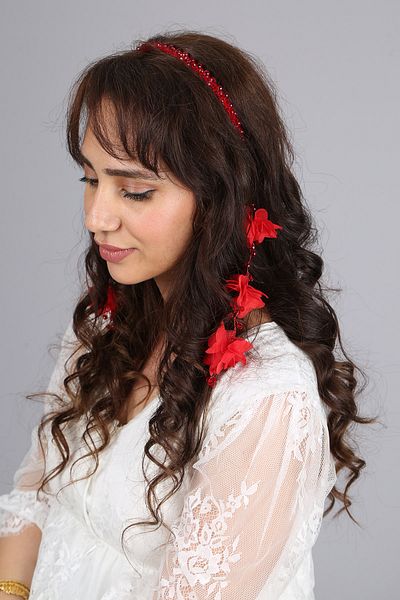 lohusahamile Special Design Red Dangling Earrings and Pearl Maternity Crown