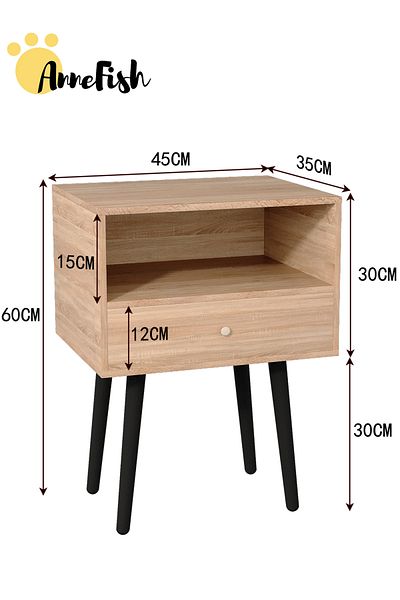 AnneFish 45*35*60cm Nightstand Bedside Table Nightstands End Coffee Table Open Storage Shelf for Bedrooms