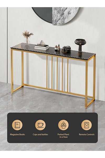 EqiEch Metal Frame Console Table for Entryway, Sofa, Hallway - 100x30x80cm
