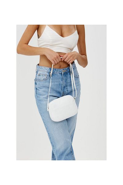 Gloria Γυναικεία Mini Urban Crossbody με ρυθμιζόμενο λουράκι με φερμουάρ Καλοκαιρινή μικρή τσάντα ώμου λευκή