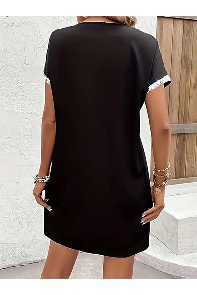 nedo7 Women's Short Sleeve V-Neck Janjan Crepe Dress