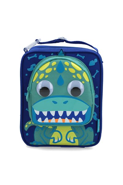 Smash 3D Monster Detail Zipper Closure Lightweight Lunch Bag Dark Blue and Green