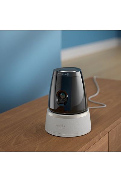 Philips كاميرا أمان منزلية داخلية بزاوية 360 درجة مع مصراع للخصوصية باللونين الأسود والفضي
