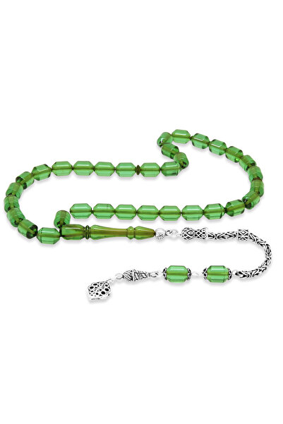 Tesbihane 925 проба срібла, королівський флізелін, капсульний зріз, водорослий зелений, вогняний бурштин, чотки