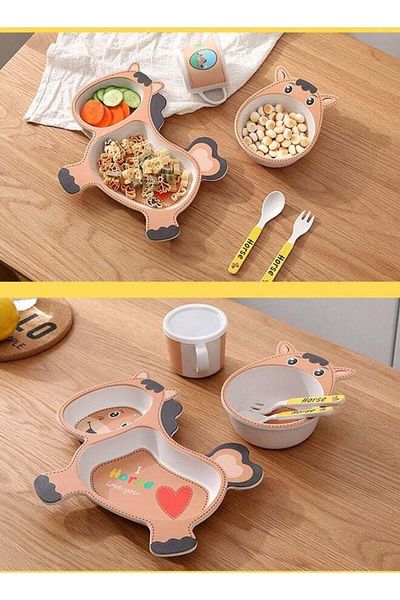 COOYA 5-Piece Cartoon Dinnerware Set.