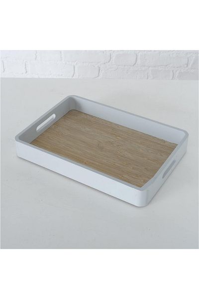 rexa Wooden Rectangular Tray Serving Tray Decorative Tray with Handles | 24 x 36