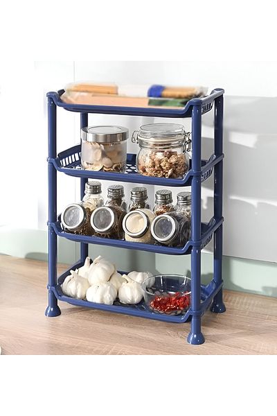rexa 4 layer shelf plastic storage rack, kitchen and bathroom storage basket shelf S6 (White)