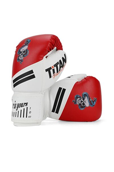 Titan Sport Red White Snake Skull Patterned Boxing Gloves