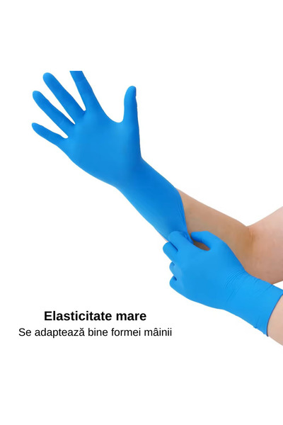 LYOBEST Set 100 Manusi Nitril, albastru, nepudrate, unica folosinta, marimea M
