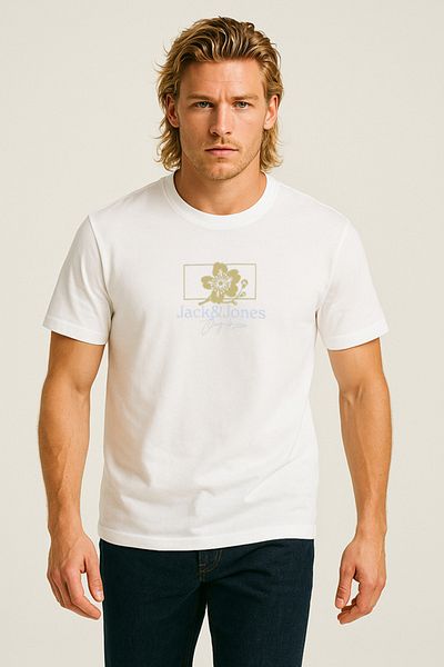 Jack & Jones Ανδρικό μπλουζάκι με λογότυπο λευκό