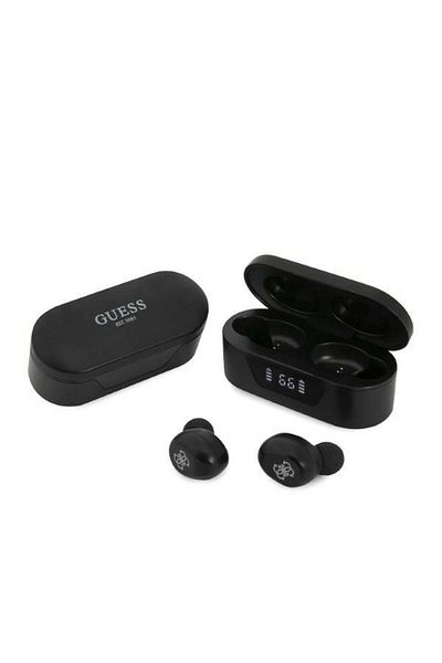 REDz Accessories Căști wireless Guess + stație de încărcare, Bluetooth 5, GUTWST31EK, negre