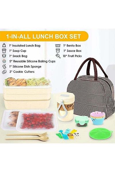 COOYA 27 Pcs Box Lunch Box Kit,Stackable 3-in-1 Compartment Japanese Leakproof Lunch Containers