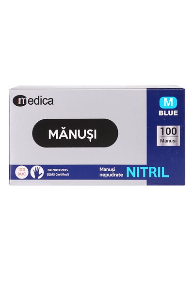 LYOBEST Set 100 Manusi Nitril, albastru, nepudrate, unica folosinta, marimea M