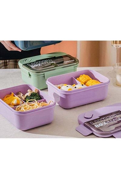 COOYA Portable Food-grade Plastic Lunch Box Microwave Sealed Box for Children and Adult,Green