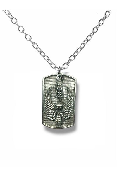 Herşey Nota U.S. Army Military Necklace – Silver Color Zamak Metal Unisex Jewelry with American Army Logo