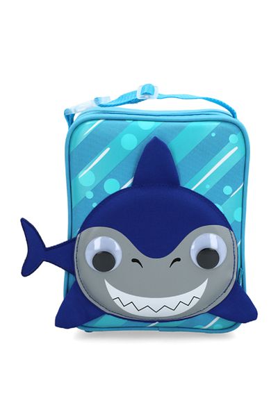 Smash 3D Shark Detail Zipper Closure Lightweight Durable Lunch Bag Multicolor