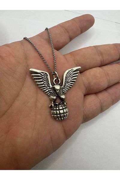Herşey Nota Commando Military Tactical Necklace – Silver Color Zamak Metal Men's Unisex Accessory