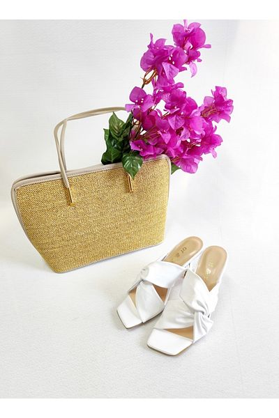 Of&Off WOMEN'S GENUINE LEATHER HEELED SLIPPERS