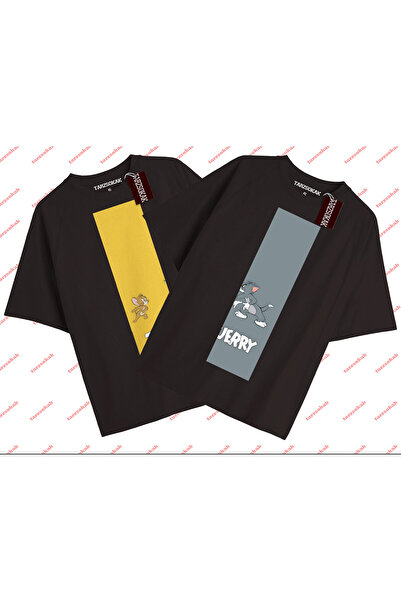 Tarzsokak 2 bucăți Tricou negru unisex cu desene animate Tom și Jerry Tricou ...