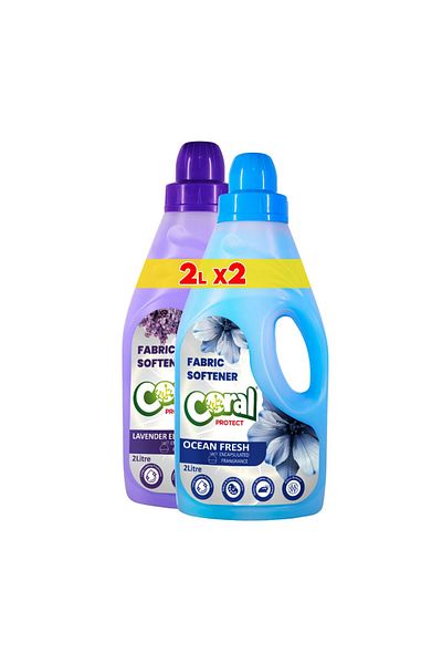 Coral Protect Concentrated Fabric Softener & Conditioner Lavender & Ocean Fresh, 2L Each Pack of 2