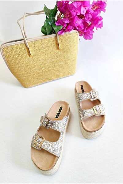 Of&Off Women's Imported Colorful Stone Belted Slippers