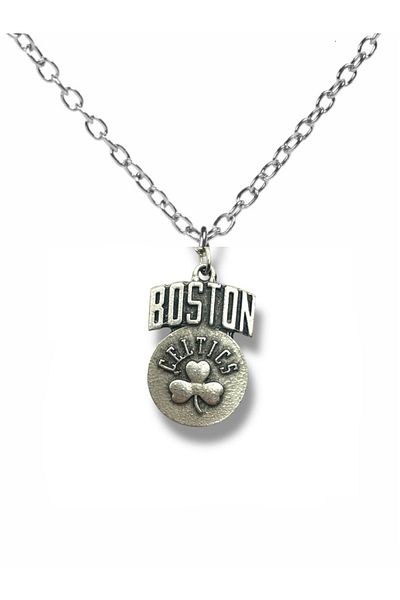 Herşey Nota Boston Celtics Logo Necklace – Silver Color Nba Basketball Themed Unisex Jewelry