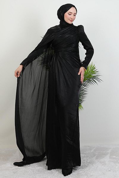 GİYZAMİLA Burcu Hijab βραδινό φόρεμα μαύρο