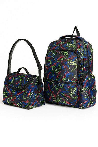Wander Set de 3 rucsacuri școlare pentru copii – rucsac cu model, cutie de prânz și suport pentru stilou