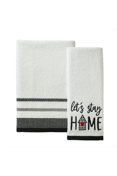 MAİNSTAYS Mainstays 2 Piece Cotton Bath and Hand Towel Set, Buffalo Plaid,