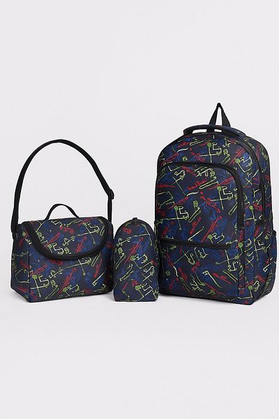 Wander Set de 3 rucsacuri școlare pentru copii – rucsac cu model, cutie de prânz și suport pentru stilou