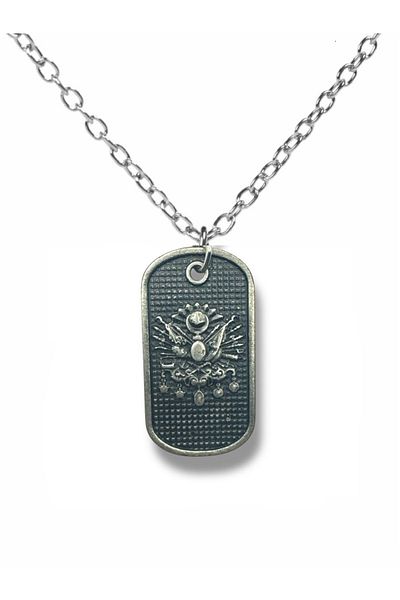 Herşey Nota Ottoman Coat of Arms Figured Necklace – Silver Color Metal Unisex Historical Jewelry