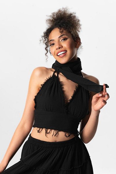 Eliş Şile Bezi Muslin Scarf Black Syh