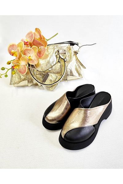 Of&Off Women's Genuine Leather Fetta Slippers