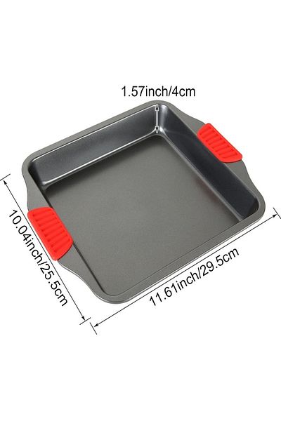 rexa Non-Stick Baking Sheets, Carbon Steel Baking Tray with Red Silicone Grips