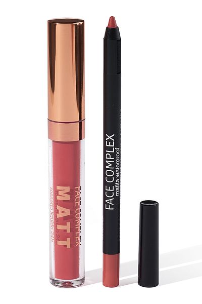 FACE COMPLEX Lip Set Lip Liner 24h Lip Tint Box, Set Ruj Lichid Creion De Buze Rezistent 24 H No.05 - Italia