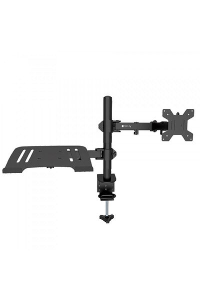 Techly Techly ICA-LCD 174NB desk arm monitor stand, 13-32 inch and laptop shelf, Black