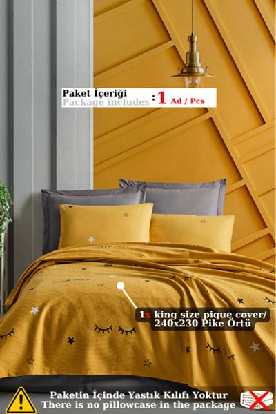 Eponj Home Natural Pique Printed King 240X230Cm Dide Yellow