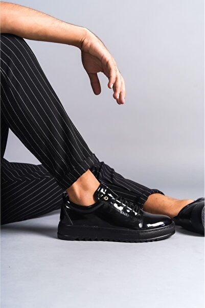 EBRUS TREND Et152 Cool Lace-Up Patent Leather Men's Casual Sports Classic Shoes St - Black