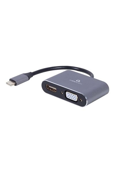 Gembird Convertor Gembird A-USB3C-HDMIVGA-01, USB Tip-C, HDMI, VGA (Gri)