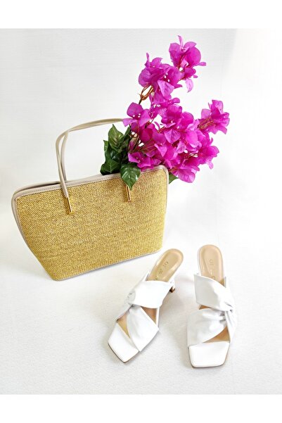 Of&Off WOMEN'S GENUINE LEATHER HEELED SLIPPERS