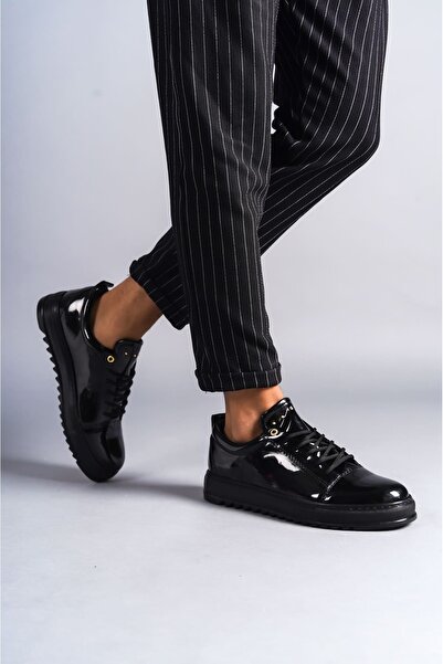 EBRUS TREND Et152 Cool Lace-Up Patent Leather Men's Casual Sports Classic Shoes St - Black