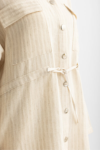 Suede Style 5153 - Stylish Comfortable Pocket Detailed Women's Muslin Trousers Shirt Set